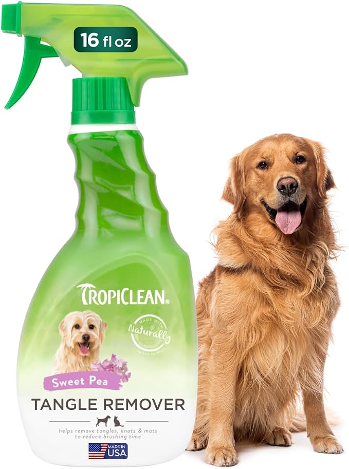 TropiClean dog detangler and dematting leave-in conditioner spray, 16 ounce bottle