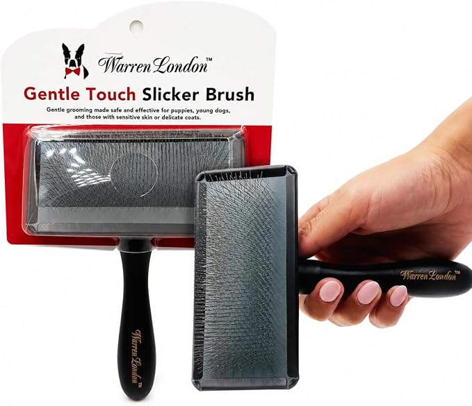 Warren London Gentle Touch slicker brush for puppies and small dogs