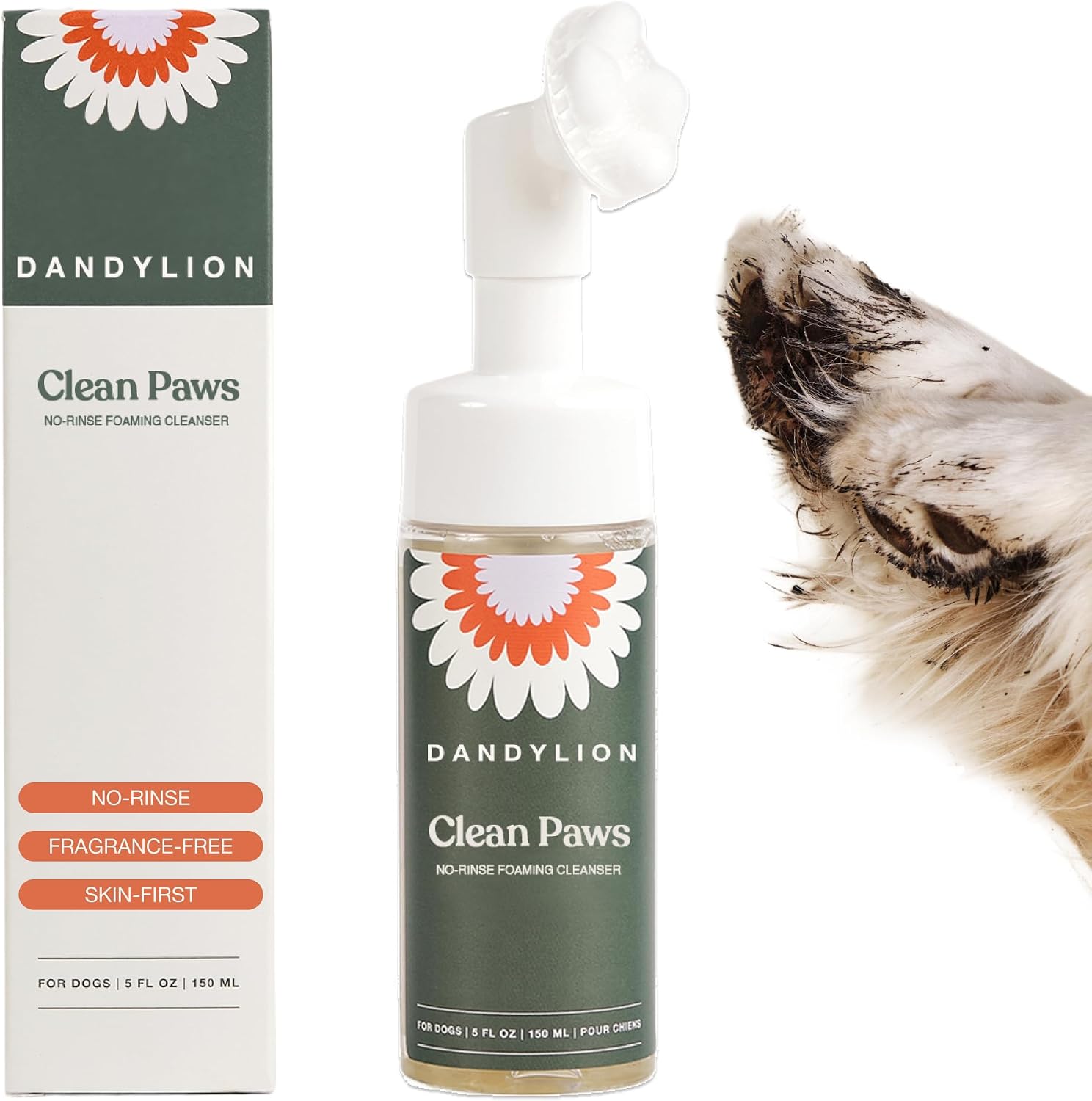 No-Rinse Foaming Paw Cleaner with Brush