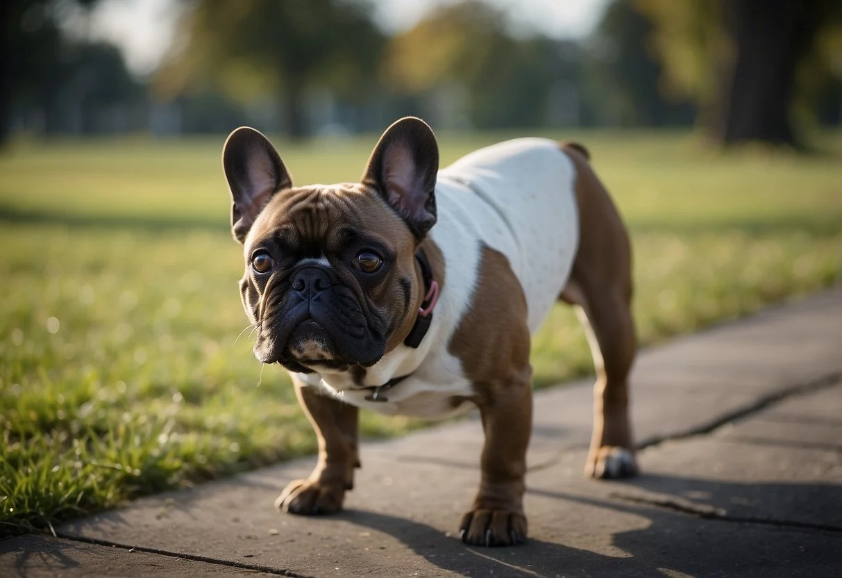 A French bulldog with brachycephalic syndrome struggles to breathe, with widened nostrils and a shortened muzzle
