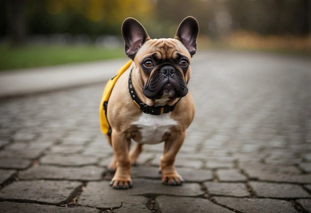 A French bulldog with a unique coat color is being carefully selected and bred by a knowledgeable and ethical breeder, who is studying the genetics of the breed