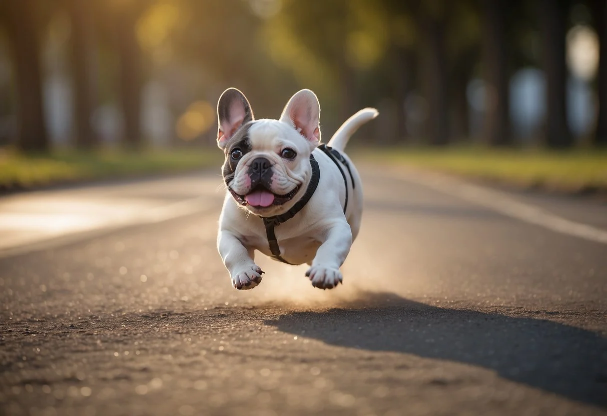 A French bulldog puppy follows a safe exercise routine, with clear limits on jumping and running