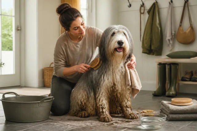 Cleaning a Long Coated Dog After a Muddy Walk: Steps